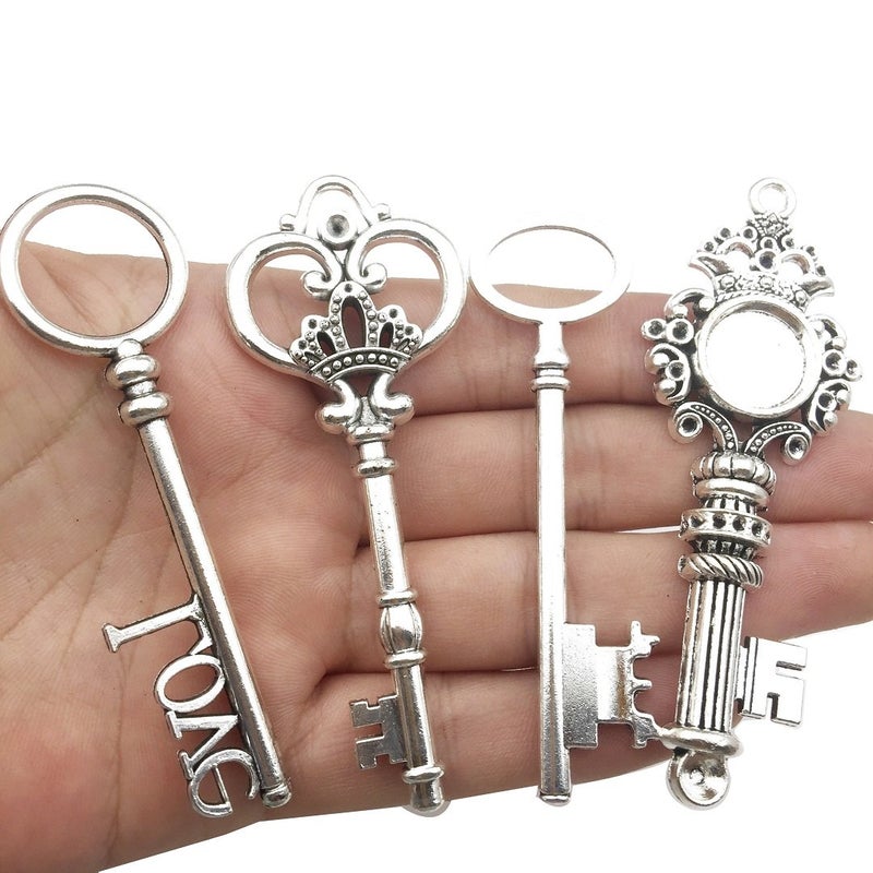 ilovediybeads 12 قطعة من الفضة العتيقة الهيكل العظمي الضخم لوازم الحرف اليدوية المعلقات الساحرة لصياغة نتائج المجوهرات صنع الإكسسوارات لسوار قلادة DIY (M102) - Image 4
